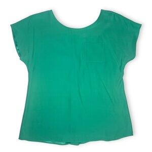 Leona by Lauren Leonard Spring Green Silk Blouse Button Back Women's Size XS